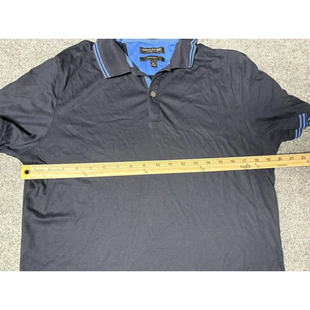 Banana Republic Polo Shirt Mens M Blue 100% Cotton Luxury Touch Standard Fit